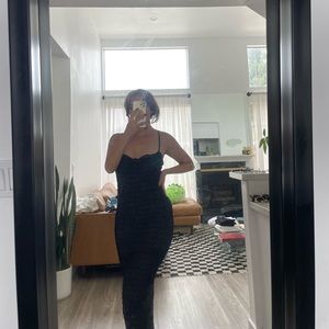 Princess Polly LIONESS sheer black midi dress with ruffles